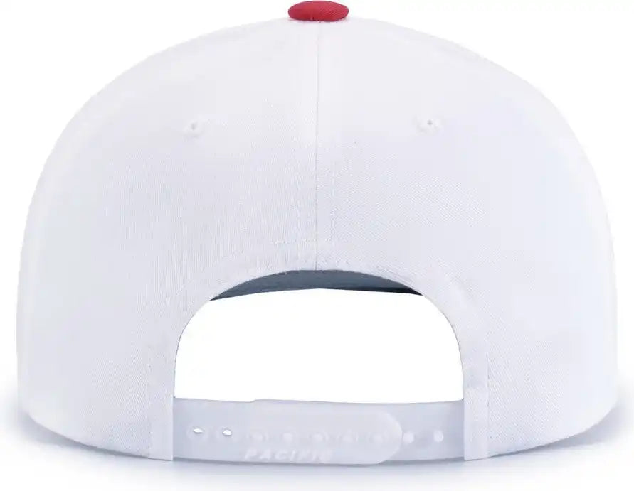 Pacific Headwear P322 Poly/cotton Snapback Cap White Red