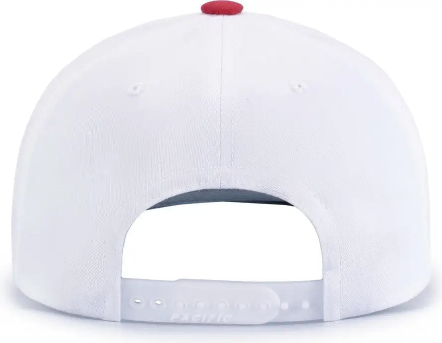 Pacific Headwear P322 Poly/cotton Snapback Cap - White Red