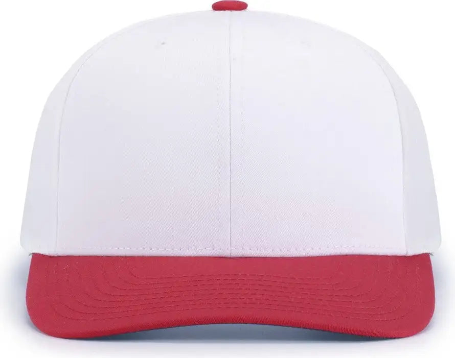 Pacific Headwear P322 Poly/cotton Snapback Cap - White Red