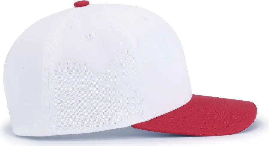 Pacific Headwear P322 Poly/cotton Snapback Cap - White Red