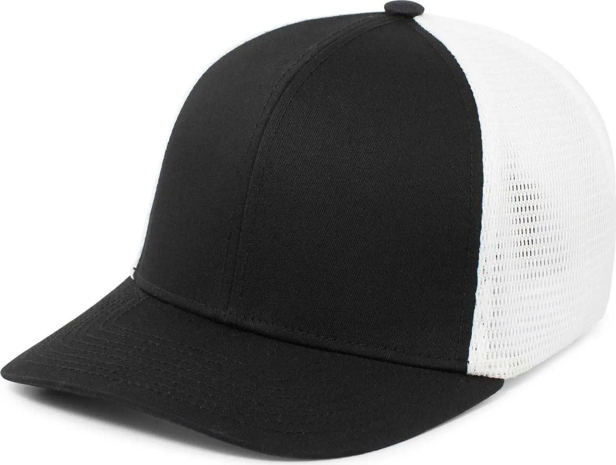 Pacific Headwear P401 Fusion Trucker Cap - Black White - 6 7/8’’ 7 3/8’’