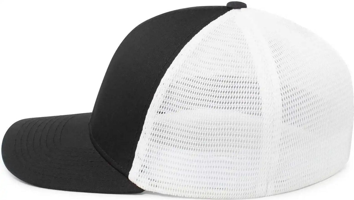 Pacific Headwear P401 Fusion Trucker Cap - Black White