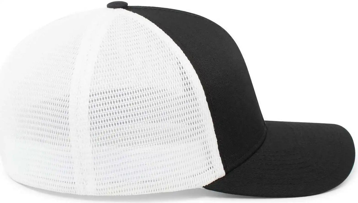 Pacific Headwear P401 Fusion Trucker Cap - Black White