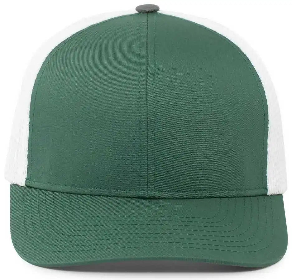 Pacific Headwear P401 Fusion Trucker Cap Dark Green White