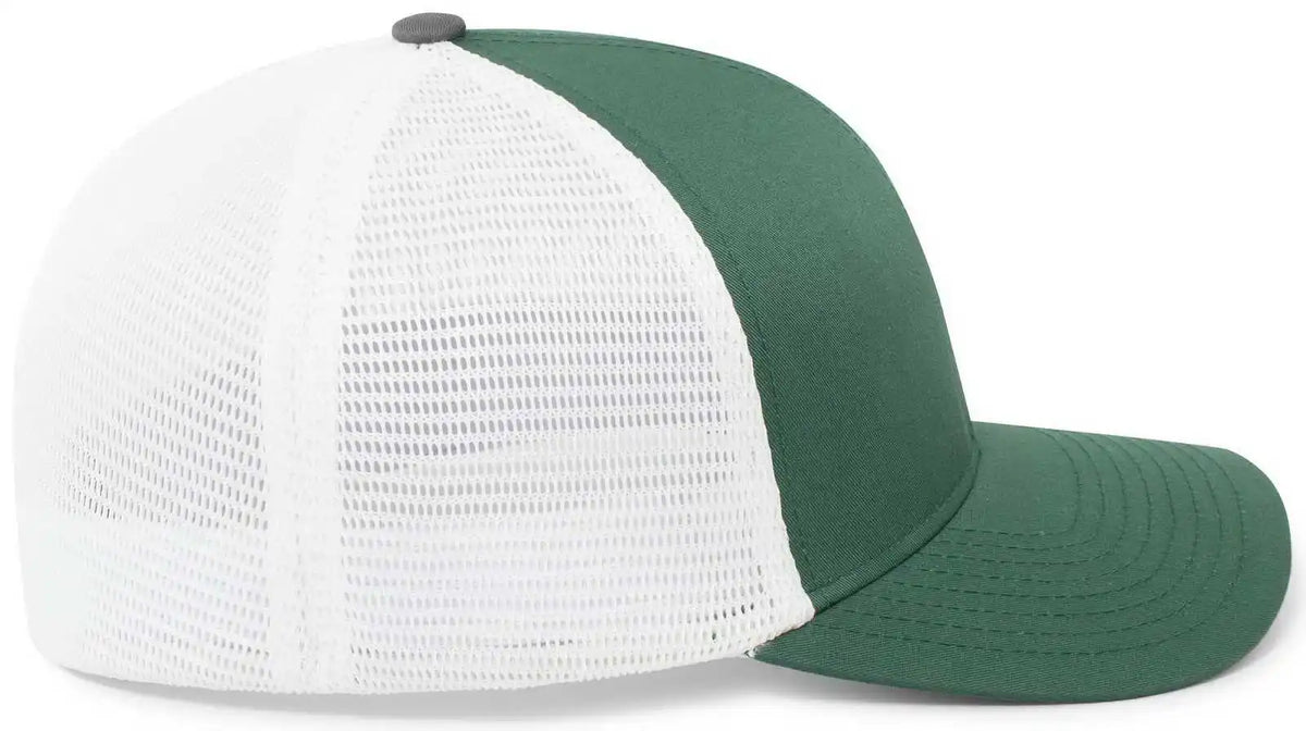 Pacific Headwear P401 Fusion Trucker Cap Dark Green White