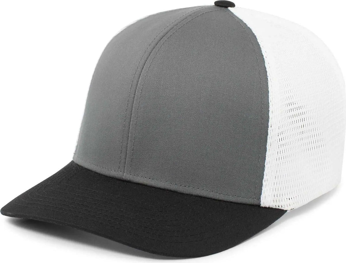 Pacific Headwear P401 Fusion Trucker Cap - Graphite White Black