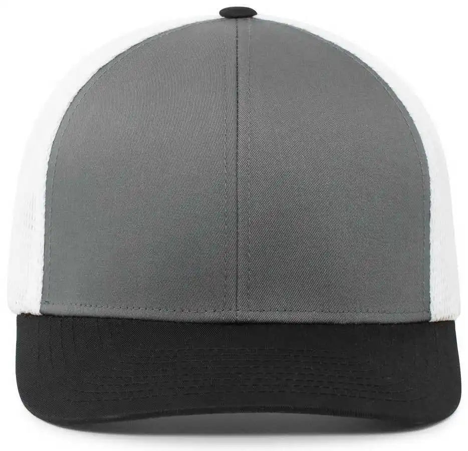 Pacific Headwear P401 Fusion Trucker Cap - Graphite White Black - Dark Gray White / 6 1/2’’ 7’’