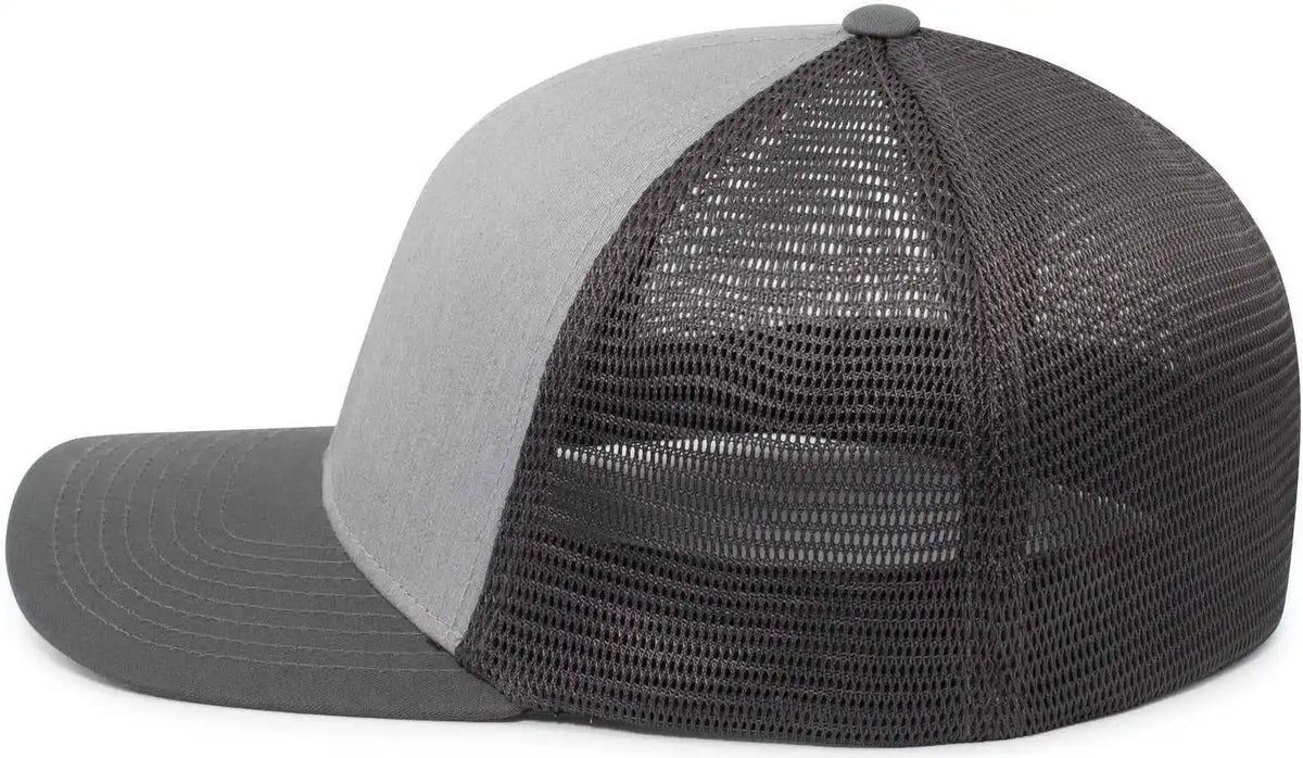 Pacific Headwear P401 Fusion Trucker Cap - Heather Grey Lt Charcoal