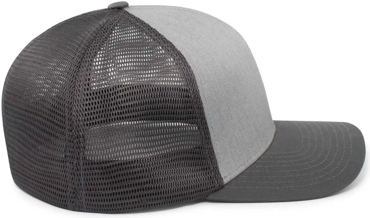 Pacific Headwear P401 Fusion Trucker Cap - Heather Grey Lt Charcoal