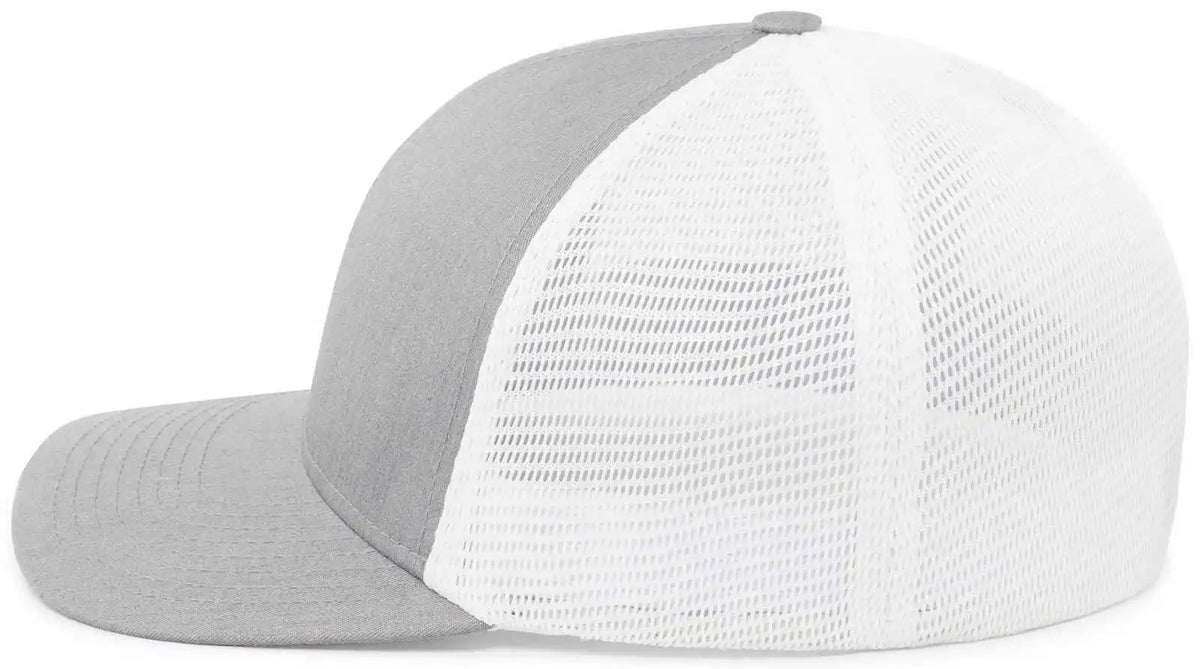 Pacific Headwear P401 Fusion Trucker Cap Heather Grey White