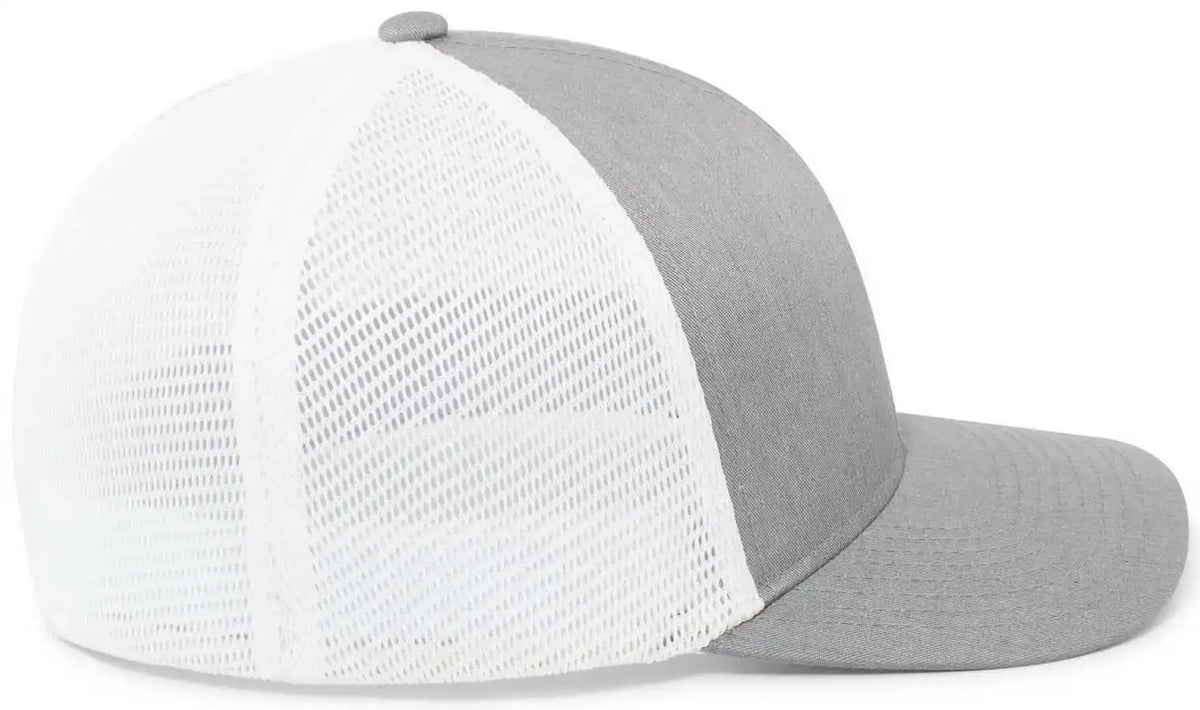 Pacific Headwear P401 Fusion Trucker Cap Heather Grey White