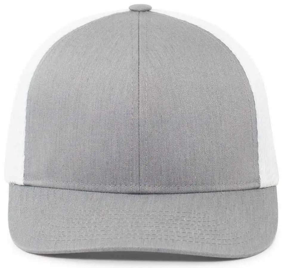 Pacific Headwear P401 Fusion Trucker Cap Heather Grey White