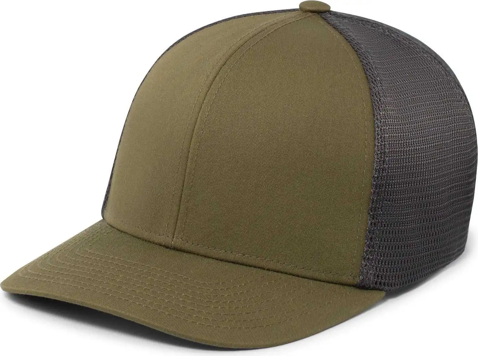 Pacific Headwear P401 Fusion Trucker Cap - Moss Green Lt Charcoal - Olive Dark Gray / 6 1/2’’ 7’’