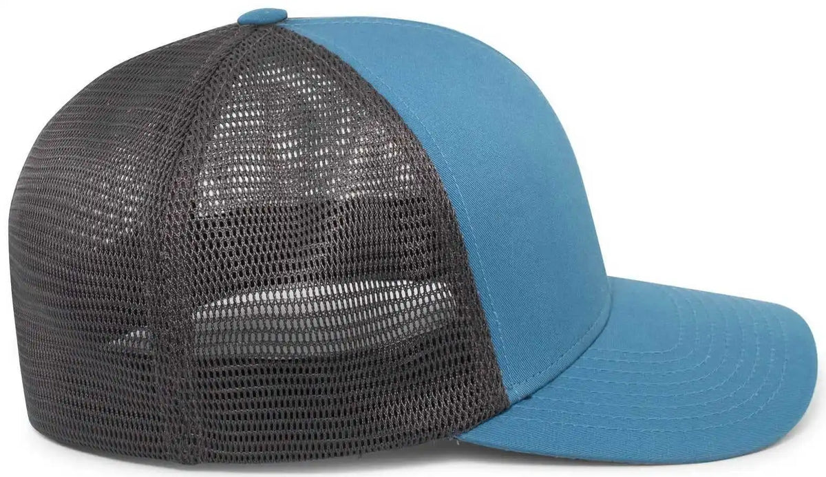 Pacific Headwear P401 Fusion Trucker Cap - Ocean Blue Lt Charcoal