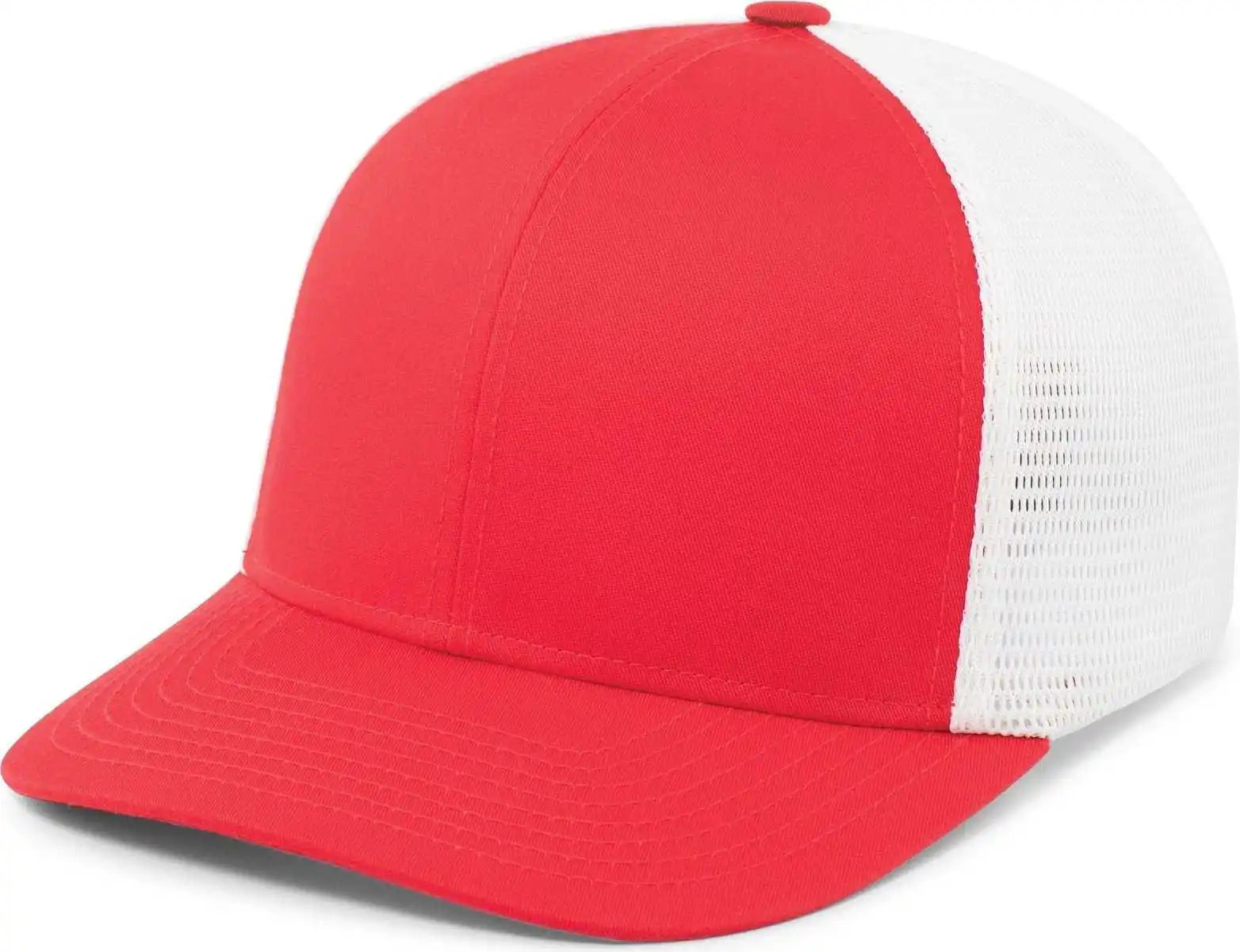 Pacific Headwear P401 Fusion Trucker Cap - Red White - 6 1/2’’ 7’’
