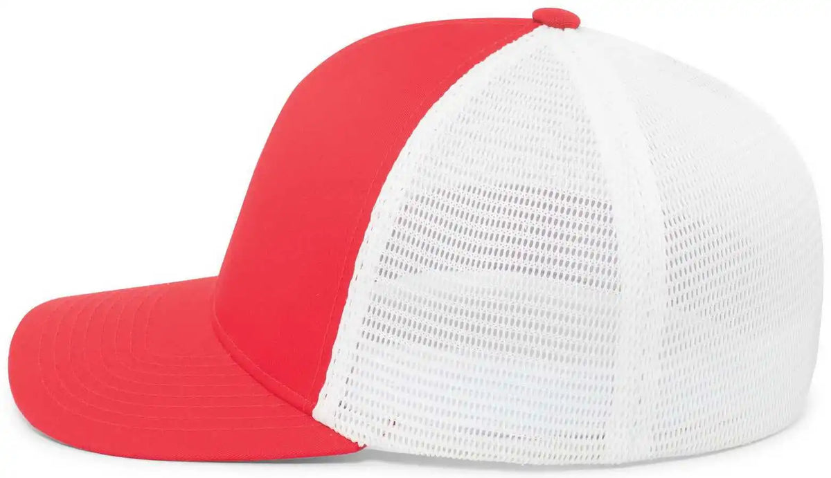 Pacific Headwear P401 Fusion Trucker Cap - Red White