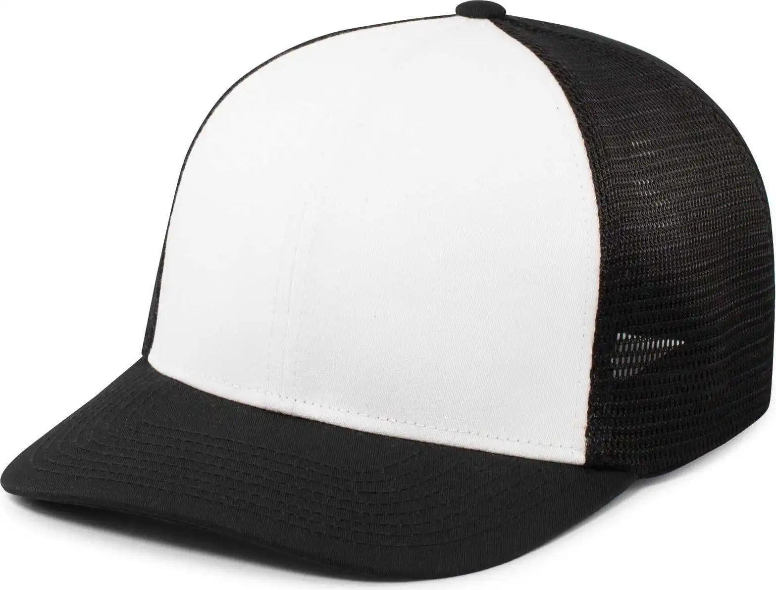 Pacific Headwear P401 Fusion Trucker Cap - White Black - 6 1/2’’ 7’’