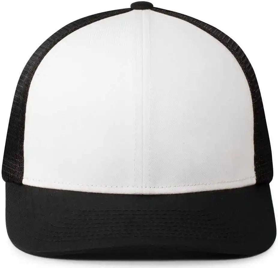 Pacific Headwear P401 Fusion Trucker Cap - White Black - 6 1/2’’ 7’’