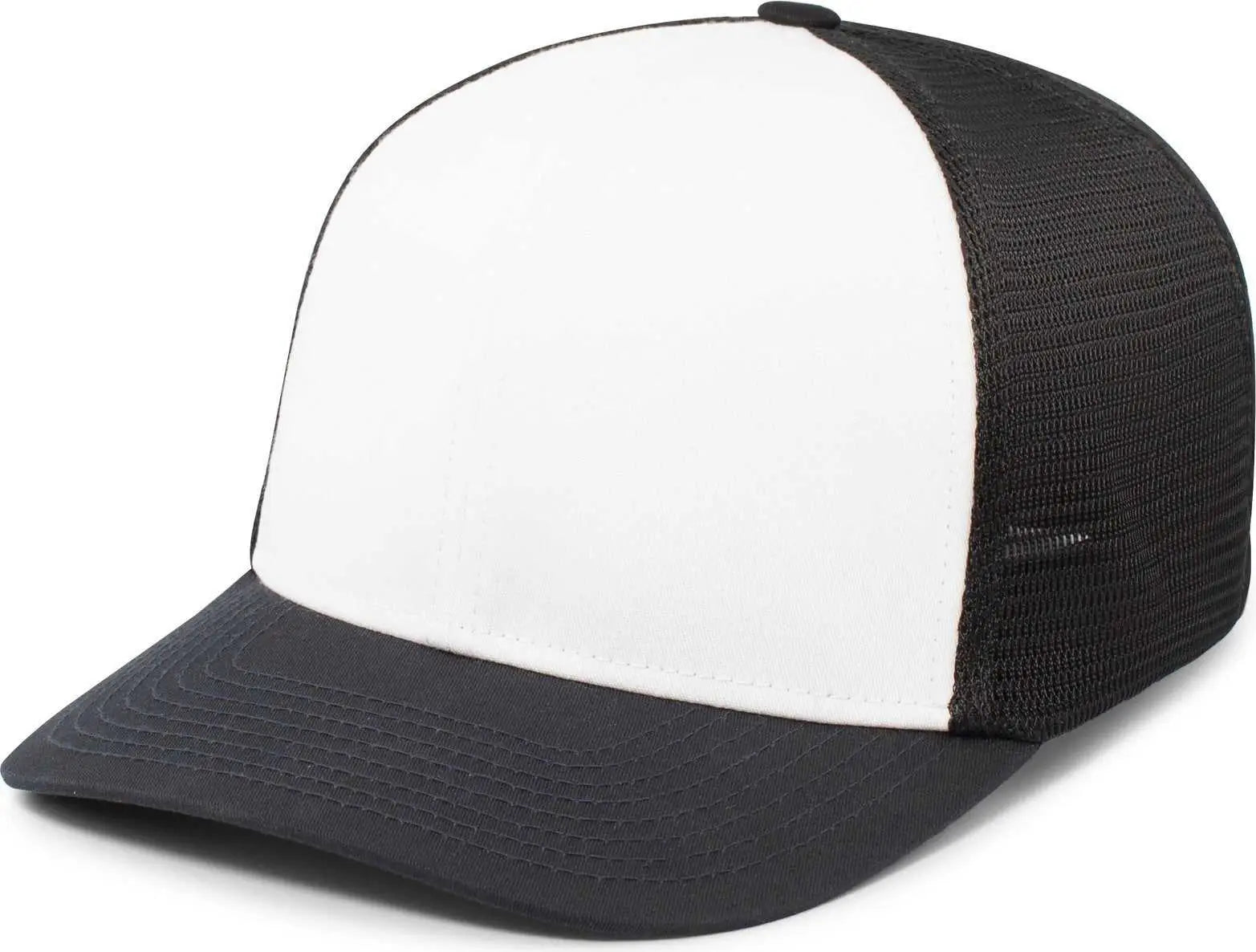 Pacific Headwear P401 Fusion Trucker Cap - White Navy - 6 1/2’’ 7’’