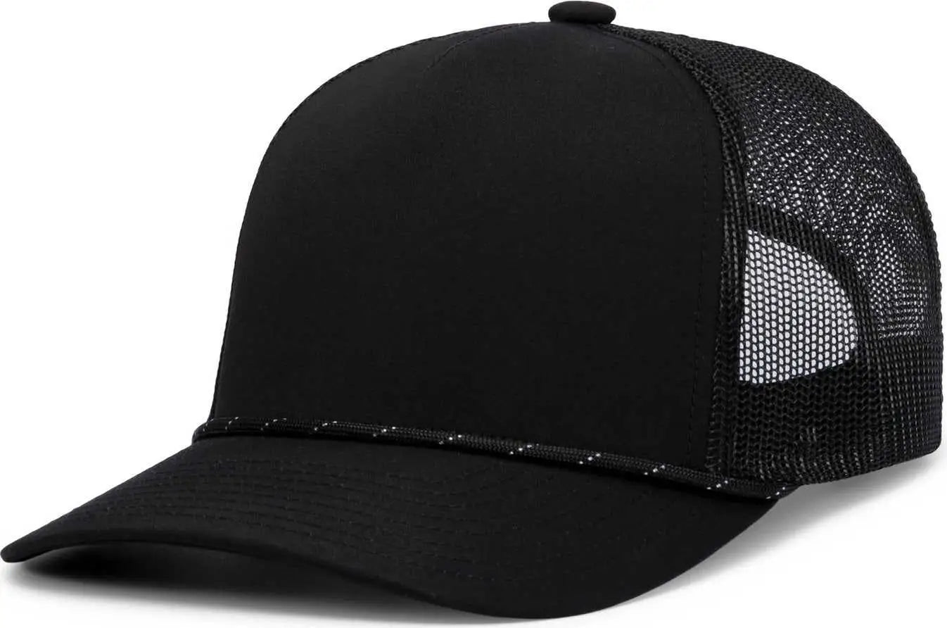 Pacific Headwear P423 Weekender Trucker Cap - Black White - 7’’ 7 7/8’’