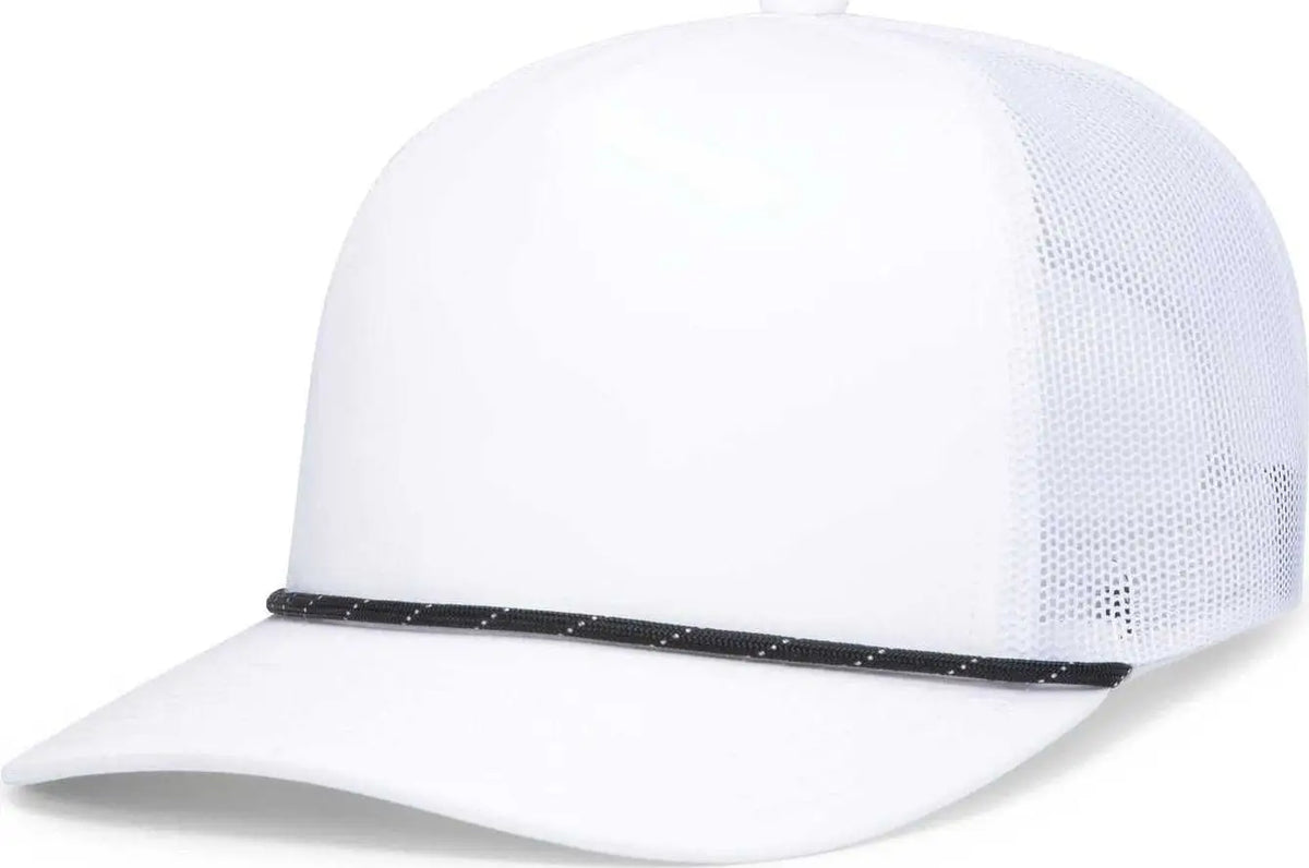 Pacific Headwear P423 Weekender Trucker Cap - White Black - 7’’ 7 7/8’’