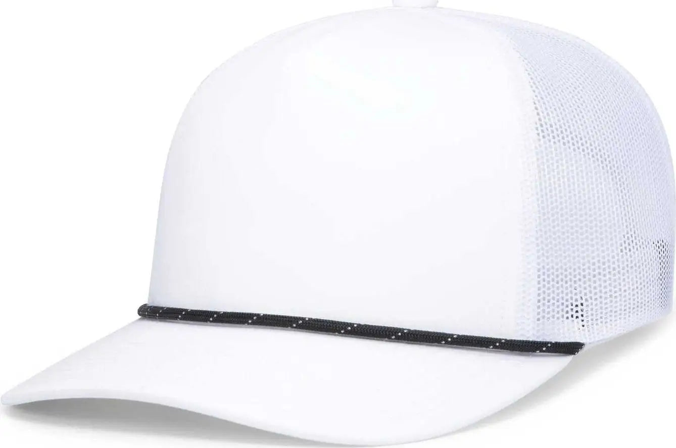 Pacific Headwear P423 Weekender Trucker Cap - White Black - 7’’ 7 7/8’’
