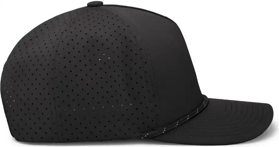 Pacific Headwear P424 Weekender Perforated Snapback Cap - Black White - 7’’ 7 7/8’’