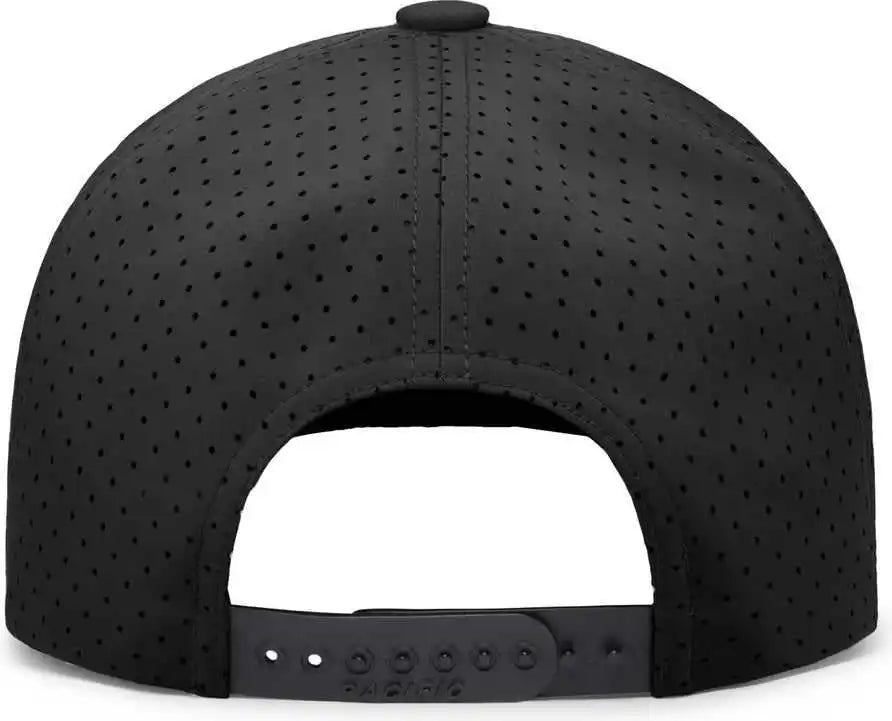 Pacific Headwear P424 Weekender Perforated Snapback Cap - Black White - 7’’ 7 7/8’’