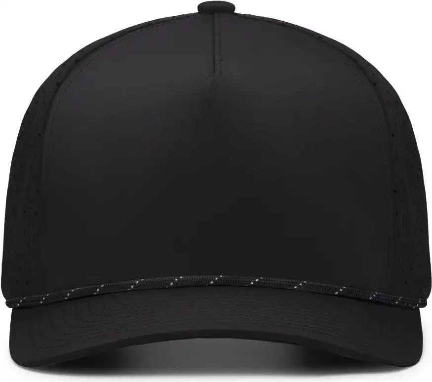 Pacific Headwear P424 Weekender Perforated Snapback Cap - Black White - 7’’ 7 7/8’’
