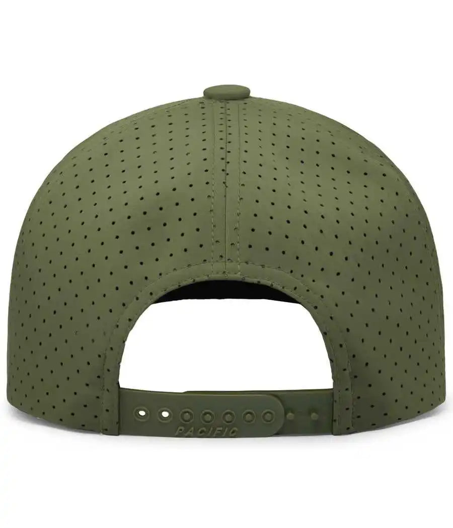 Pacific Headwear P424 Weekender Perforated Snapback Cap - Moss Blk - Olive / 7’’ 7 7/8’’