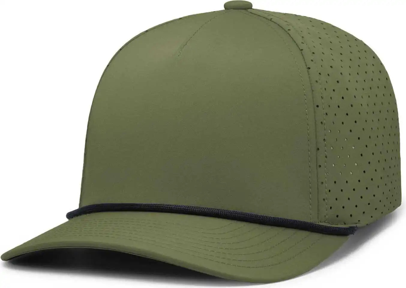 Pacific Headwear P424 Weekender Perforated Snapback Cap - Moss Blk - Olive / 7’’ 7 7/8’’