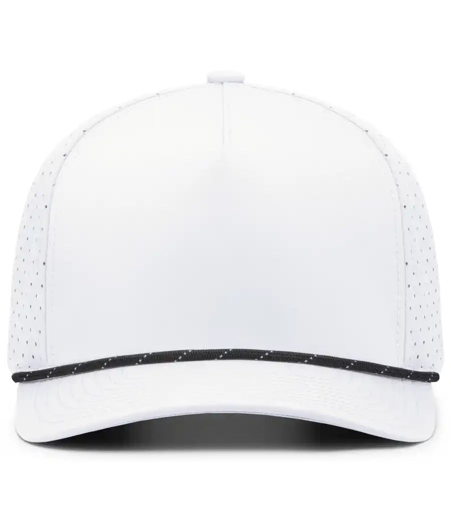 Pacific Headwear P424 Weekender Perforated Snapback Cap White Black / 7’’ 7 7/8’’