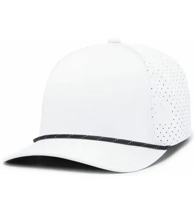 Pacific Headwear P424 Weekender Perforated Snapback Cap White Black / 7’’ 7 7/8’’