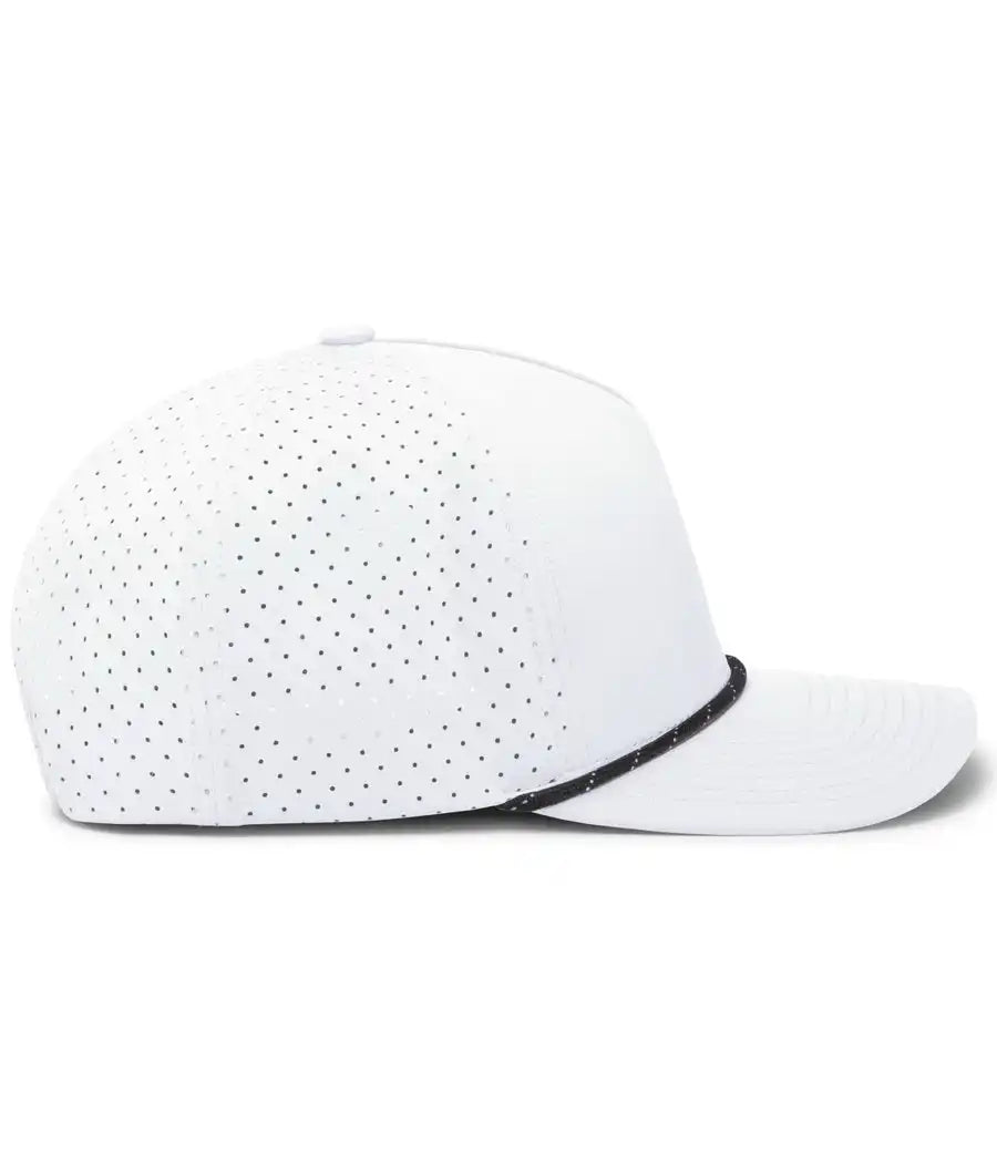 Pacific Headwear P424 Weekender Perforated Snapback Cap White Black / 7’’ 7 7/8’’
