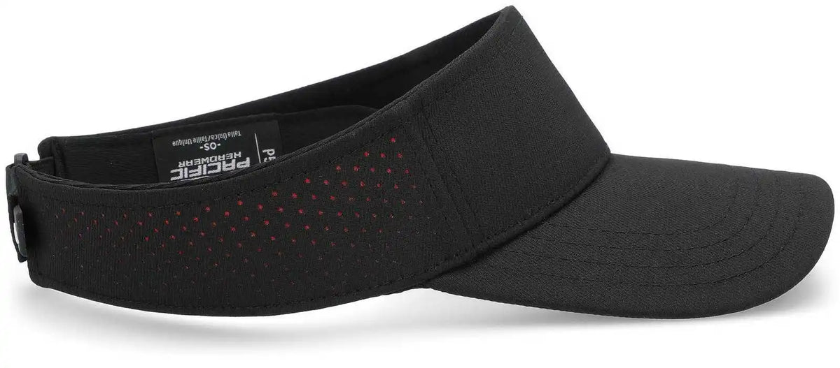 Pacific Headwear P500 Perforated Coolcore Visor Black Red / 7’’ 7 7/8’’