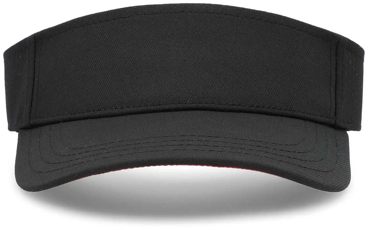 Pacific Headwear P500 Perforated Coolcore Visor Black Red / 7’’ 7 7/8’’