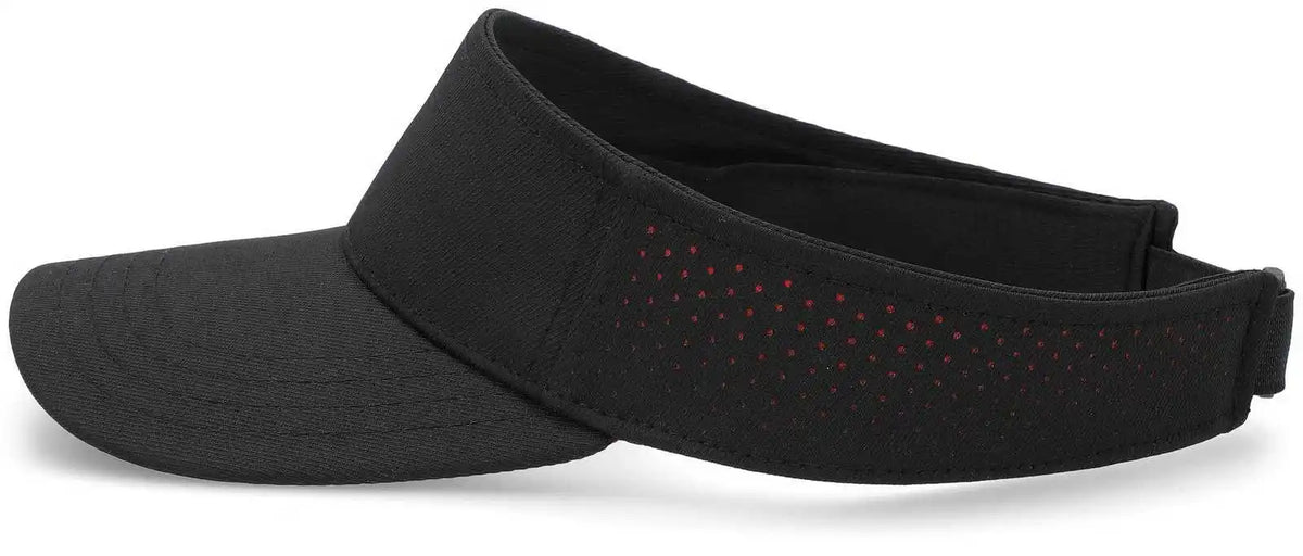 Pacific Headwear P500 Perforated Coolcore Visor Black Red / 7’’ 7 7/8’’