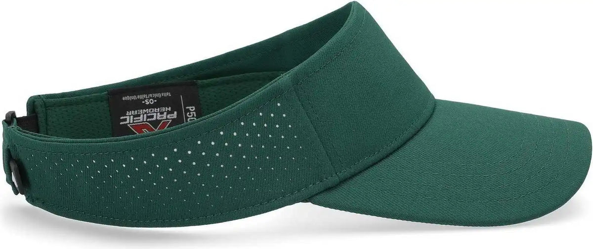Pacific Headwear P500 Perforated Coolcore Visor - Dark Green White - Forest / 7’’ - 7 7/8’’
