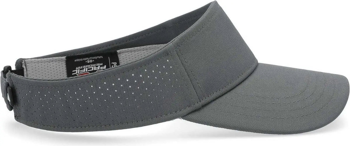 Pacific Headwear P500 Perforated Coolcore Visor - Graphite White - 7’’ - 7 7/8’’