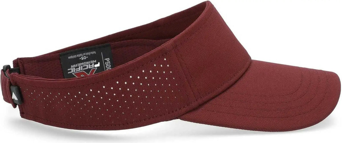 Pacific Headwear P500 Perforated Coolcore Visor - Maroon White - 7’’ - 7 7/8’’