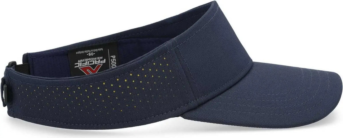 Pacific Headwear P500 Perforated Coolcore Visor - Navy Gold