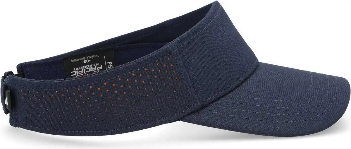 Pacific Headwear P500 Perforated Coolcore Visor - Navy Orange - 7’’ - 7 7/8’’