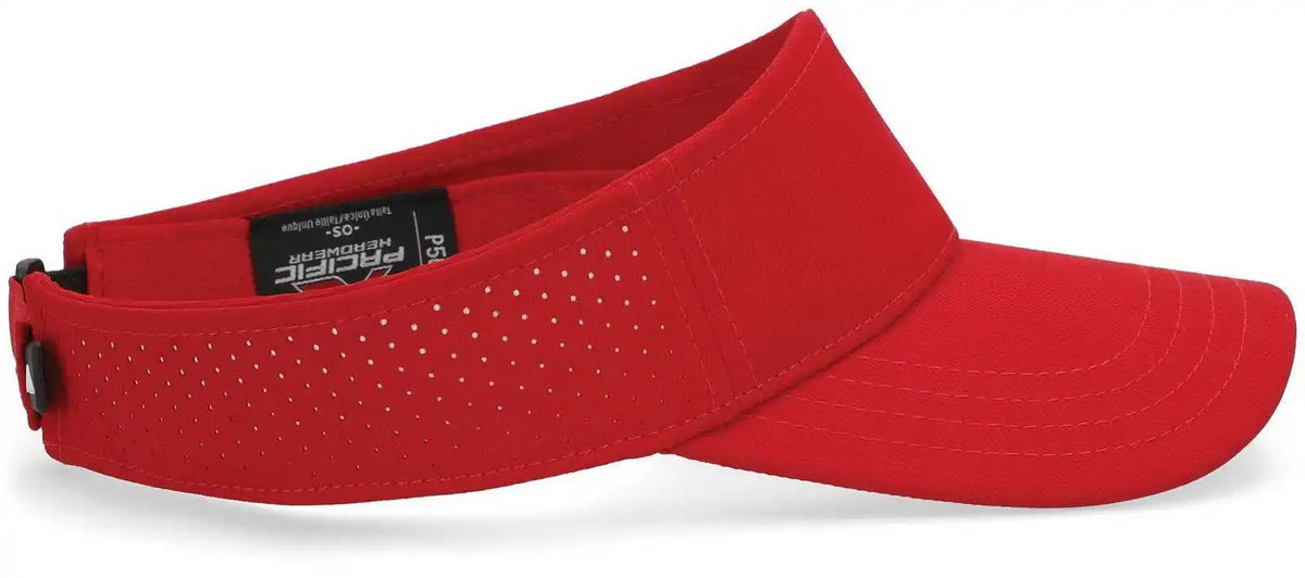 Pacific Headwear P500 Perforated Coolcore Visor Red White / 7’’ 7 7/8’’