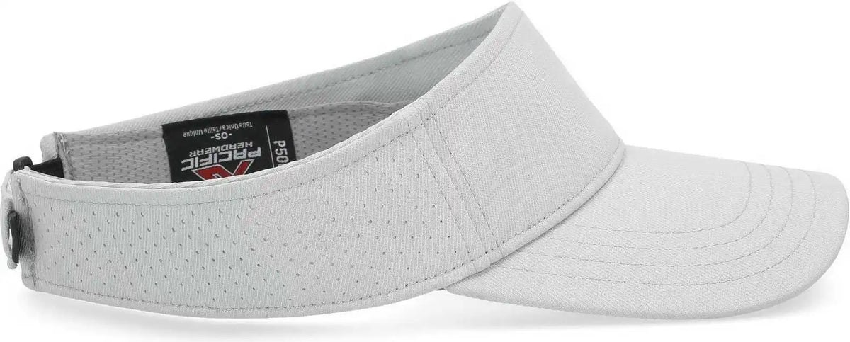 Pacific Headwear P500 Perforated Coolcore Visor Silver White Light Gray / 7’’ 7 7/8’’