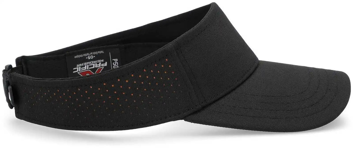 Pacific Headwear P500 Perforated Visor Powered by Coolcore Black Orange / 7’’ 7 7/8’’