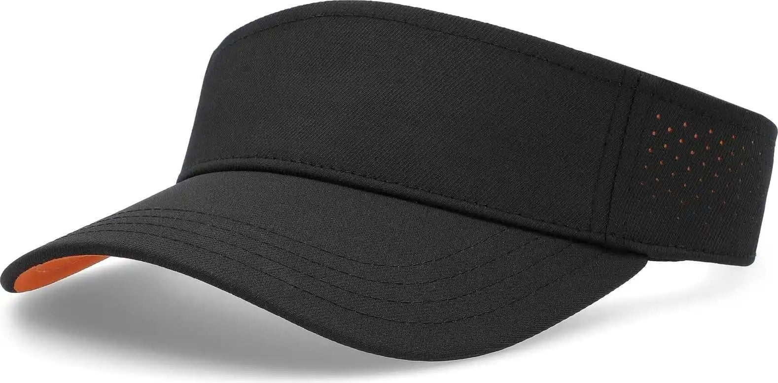 Pacific Headwear P500 Perforated Visor Powered by Coolcore - Black Orange - 7’’ - 7 7/8’’