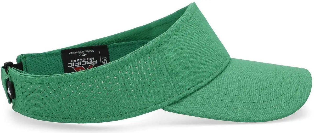 Pacific Headwear P500 Perforated Visor Powered by Coolcore - Kelly White - 7’’ - 7 7/8’’