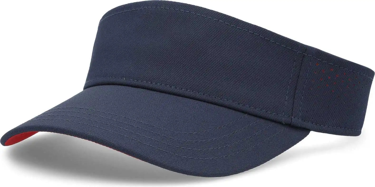 Pacific Headwear P500 Perforated Visor Powered by Coolcore - Navy Red - 7’’ - 7 7/8’’
