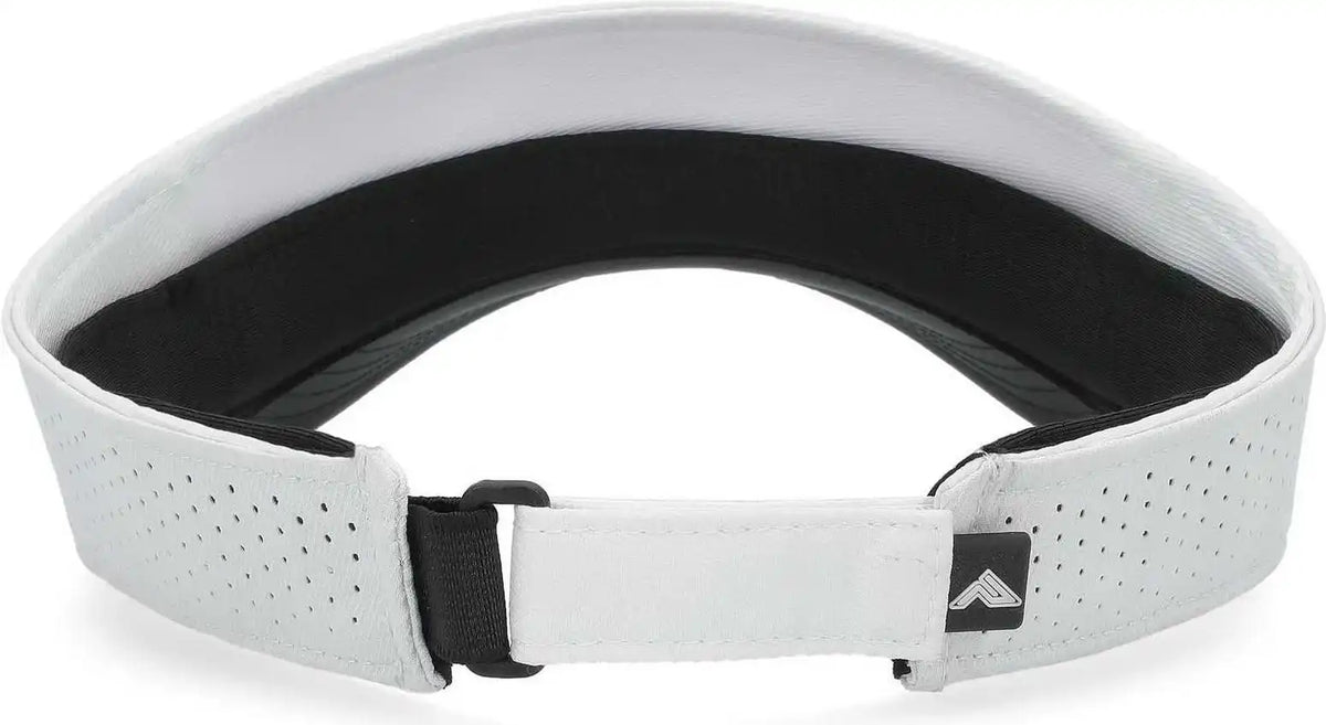 Pacific Headwear P500 Perforated Visor Powered by Coolcore - White Black - 7’’ - 7 7/8’’
