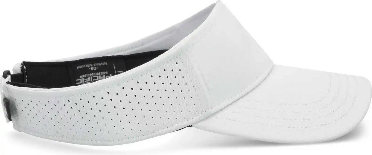 Pacific Headwear P500 Perforated Visor Powered by Coolcore - White Black - 7’’ - 7 7/8’’